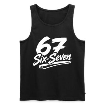 six seven | Zahlenduo 6 und 7 | Fröhliche Ziffern - Männer Premium Bio Tank Top - Schwarz - Vorne - Michal (187cm)