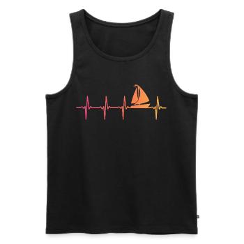 Sunset Sailing Boat Heartbeat Sail - Men's Premium Organic Tank Top - black - Front - Michal (187cm)