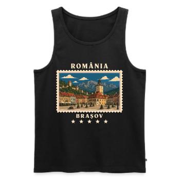 Rumänien Brașov Vintage Reisemarke - Männer Premium Bio Tank Top - Schwarz - Vorne - Michal (187cm)
