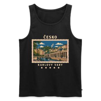 Tschechien Karlovy Vary Vintage Reisemarke - Männer Premium Bio Tank Top - Schwarz - Vorne - Michal (187cm)