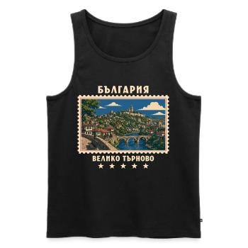 Bulgarien Veliko Tarnovo Vintage Reisemarke - Männer Premium Bio Tank Top - Schwarz - Vorne - Michal (187cm)