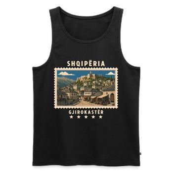Albanien Gjirokastër Vintage Reisemarke - Männer Premium Bio Tank Top - Schwarz - Vorne - Michal (187cm)
