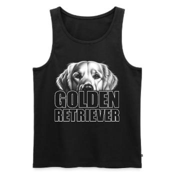 Golden Retriever Porträt mit Schriftzug - Männer Premium Bio Tank Top - Schwarz - Vorne - Michal (187cm)