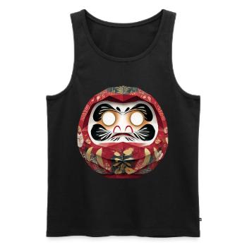 Blumenkreis-Daruma im Feststil Daruma Origami - Männer Premium Bio Tank Top - Schwarz - Vorne - Michal (187cm)