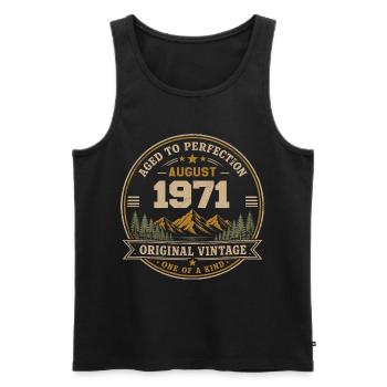 August 1971 Original-Geburtstag Vintage Mountain - Männer Premium Bio Tank Top - Schwarz - Vorne - Michal (187cm)