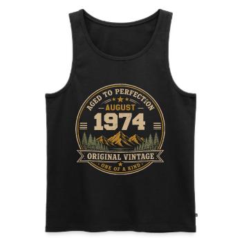 August 1974 Original Birthday Vintage Mountain - Männer Premium Bio Tank Top - Schwarz - Vorne - Michal (187cm)