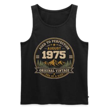 August 1975 Original Geburtstag Vintage Mountain - Männer Premium Bio Tank Top - Schwarz - Vorne - Michal (187cm)