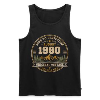 August 1980 Original Geburtstag Vintage Mountain - Männer Premium Bio Tank Top - Schwarz - Vorne - Michal (187cm)