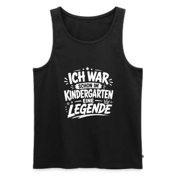 Ich war schon im Kindergarten eine Legende - Männer Premium Bio Tank Top - Schwarz - Vorne - Michal (187cm)