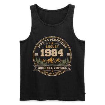 August 1984 Original Birthday Vintage Mountain - Männer Premium Bio Tank Top - Schwarz - Vorne - Michal (187cm)