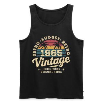 August 1965 Retro-Vintage-Geburtstagspalmen - Männer Premium Bio Tank Top - Schwarz - Vorne - Michal (187cm)