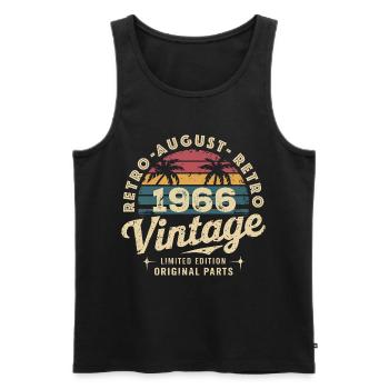 August 1966 Retro-Vintage-Geburtstagspalmen - Männer Premium Bio Tank Top - Schwarz - Vorne - Michal (187cm)