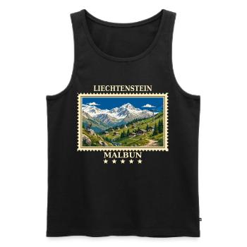 Liechtenstein Malbun Vintage Reisemarke - Männer Premium Bio Tank Top - Schwarz - Vorne - Michal (187cm)