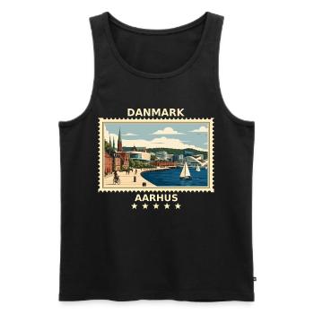 Dänemark Aarhus Vintage Reisemarke - Männer Premium Bio Tank Top - Schwarz - Vorne - Michal (187cm)