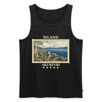 Island Akureyri Vintage Reisemarke - Männer Premium Bio Tank Top - Schwarz - Vorne - Michal (187cm)
