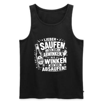 Lieber saufen bis zum Abwinken  - Männer Premium Bio Tank Top - Schwarz - Vorne - Michal (187cm)