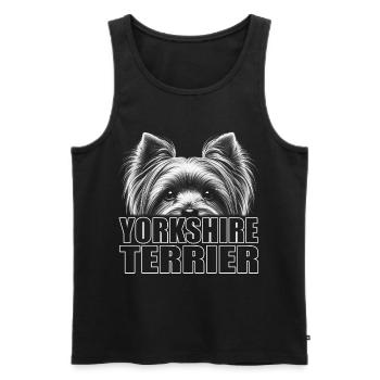 Yorkshire Terrier Porträt mit Schriftzug - Männer Premium Bio Tank Top - Schwarz - Vorne - Michal (187cm)