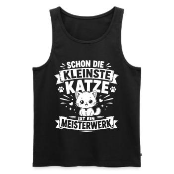 Schon die kleinste Katze ist ein Meisterwerk - Männer Premium Bio Tank Top - Schwarz - Vorne - Michal (187cm)