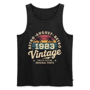 Vintage August 1983 Geburtstag August 1983 Berg - Männer Premium Bio Tank Top - Schwarz - Vorne - Michal (187cm)