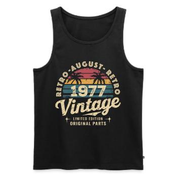 Vintage August 1977 Geburtstag August 1977 Berg - Männer Premium Bio Tank Top - Schwarz - Vorne - Michal (187cm)