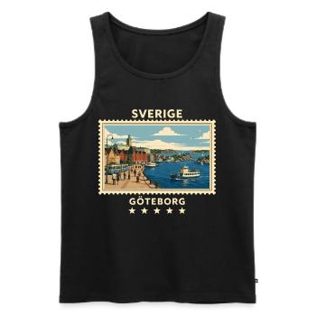 Schweden Göteborg Vintage Reisemarke - Männer Premium Bio Tank Top - Schwarz - Vorne - Michal (187cm)