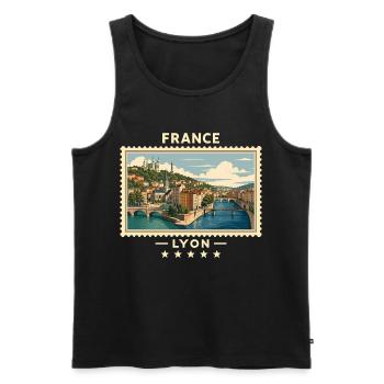 Frankreich Lyon Vintage Reisemarke - Männer Premium Bio Tank Top - Schwarz - Vorne - Michal (187cm)