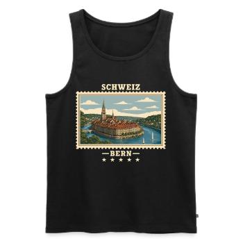 Schweiz Bern Vintage Reisemarke - Männer Premium Bio Tank Top - Schwarz - Vorne - Michal (187cm)