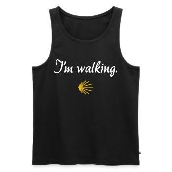 I'm walking | Way of St. James, Pilgrims, Santiago - Men's Premium Organic Tank Top - black - Front - Michal (187cm)