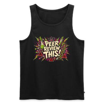 Peer-Review! Comic-Labor-Chaos - Männer Premium Bio Tank Top - Schwarz - Vorne - Michal (187cm)