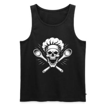 Kochskelett mit Löffelkreuz - Männer Premium Bio Tank Top - Schwarz - Vorne - Michal (187cm)