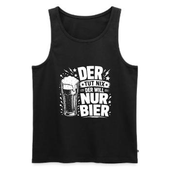 Bier Shirt - Der tut nix, der will nur Bier - Männer Premium Bio Tank Top - Schwarz - Vorne - Michal (187cm)