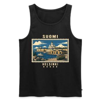 Finnland Helsinki Vintage Reisemarke - Männer Premium Bio Tank Top - Schwarz - Vorne - Michal (187cm)