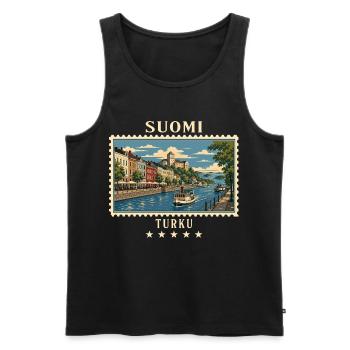 Finnland Turku Vintage Reisemarke - Männer Premium Bio Tank Top - Schwarz - Vorne - Michal (187cm)