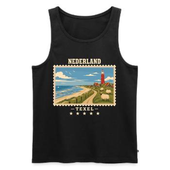 Niederlande Texel Vintage Reisemarke - Männer Premium Bio Tank Top - Schwarz - Vorne - Michal (187cm)