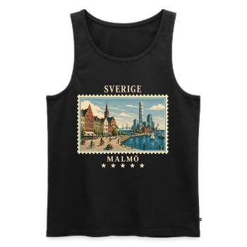 Schweden Malmö Vintage Reisemarke - Männer Premium Bio Tank Top - Schwarz - Vorne - Michal (187cm)