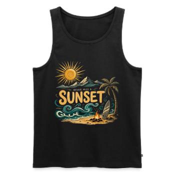 Sonnenuntergang am Strand Surf - Männer Premium Bio Tank Top - Schwarz - Vorne - Michal (187cm)