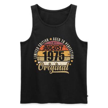 August 1975 Retro Vintage Geburtstag August 1975 - Männer Premium Bio Tank Top - Schwarz - Vorne - Michal (187cm)