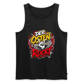 Der Osten rockt – Rock-Flag Design - Männer Premium Bio Tank Top - Schwarz - Vorne - Michal (187cm)
