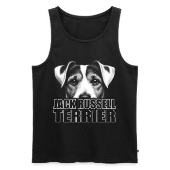 Jack Russell Terrier Portrait with Lettering - Men's Premium Organic Tank Top - black - Front - Michal (187cm)