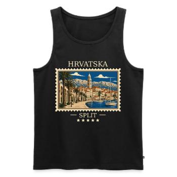 Kroatien Split Vintage Reisemarke - Männer Premium Bio Tank Top - Schwarz - Vorne - Michal (187cm)