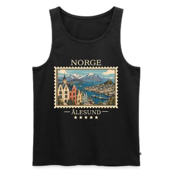 Norwegen Ålesund Vintage Reisemarke - Männer Premium Bio Tank Top - Schwarz - Vorne - Michal (187cm)