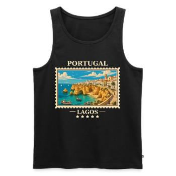 Portugal Lagos Vintage Reisemarke - Männer Premium Bio Tank Top - Schwarz - Vorne - Michal (187cm)