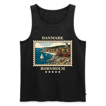 Dänemark Bornholm Vintage Reisemarke - Männer Premium Bio Tank Top - Schwarz - Vorne - Michal (187cm)
