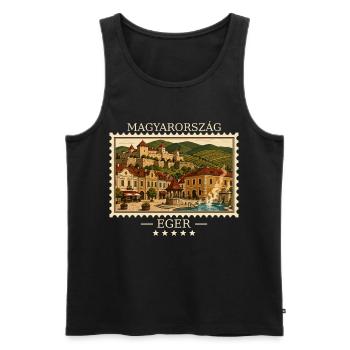 Ungarn Eger Vintage Reisemarke - Männer Premium Bio Tank Top - Schwarz - Vorne - Michal (187cm)