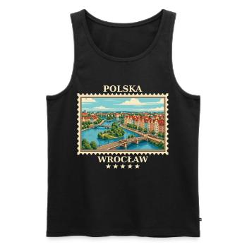 Polen Wrocław Vintage Reisemarke - Männer Premium Bio Tank Top - Schwarz - Vorne - Michal (187cm)
