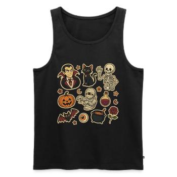 Spooky Halloween Sticker Set - Men's Premium Organic Tank Top - black - Front - Michal (187cm)