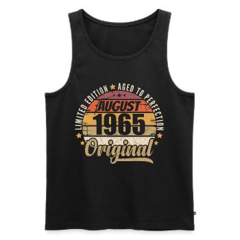 August 1965 Retro Vintage Birthday August 1965 - Men's Premium Organic Tank Top - black - Front - Michal (187cm)