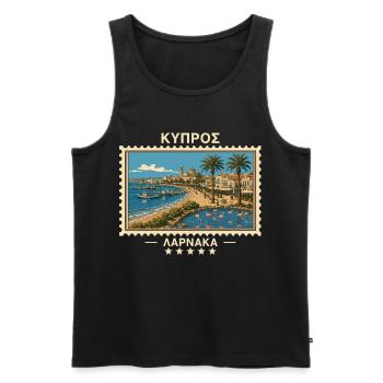 Zypern Larnaka Vintage Reisemarke - Männer Premium Bio Tank Top - Schwarz - Vorne - Michal (187cm)