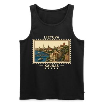 Litauen Kaunas Vintage Reisemarke - Männer Premium Bio Tank Top - Schwarz - Vorne - Michal (187cm)
