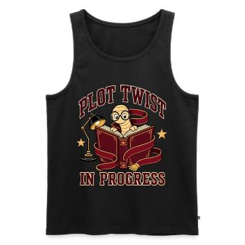 Plot Twist in Progress Bücherwurm - Männer Premium Bio Tank Top - Schwarz - Vorne - Michal (187cm)
